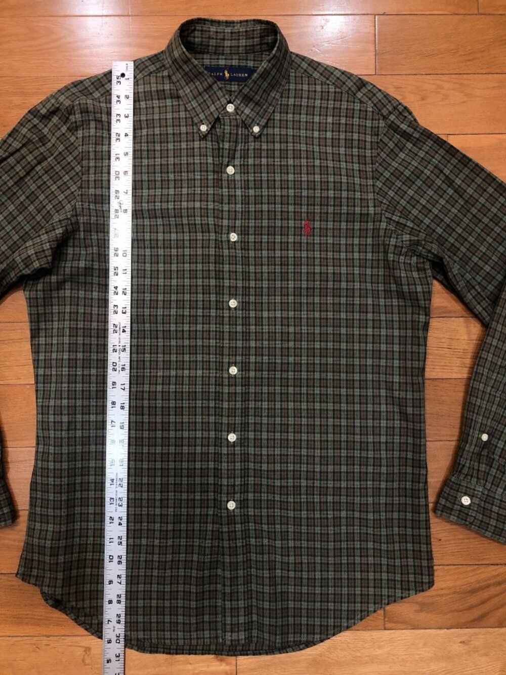 Ralph Lauren Men's Cotton Green Plaid Long-Sleeve Button Down Shirt Sz M Preppy - Picture 4 of 10